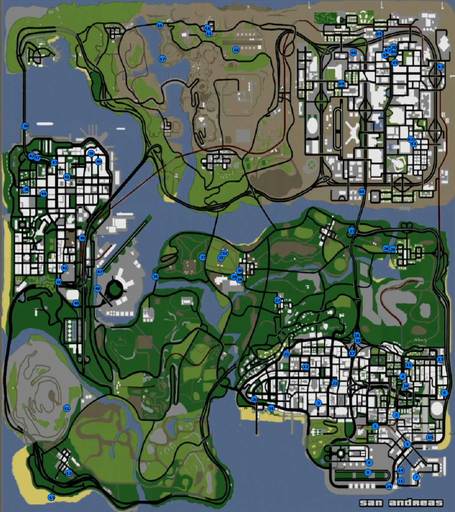 Grand Theft Auto: San Andreas - Карта уникальных прыжков