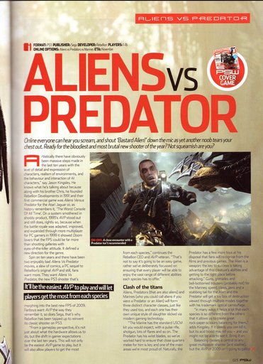 Aliens vs. Predator (2010) - Сканы XBOX Official Magazine