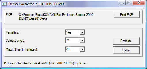 Pro Evolution Soccer 2010 -  demo Pes 2010  Tweak 2.0