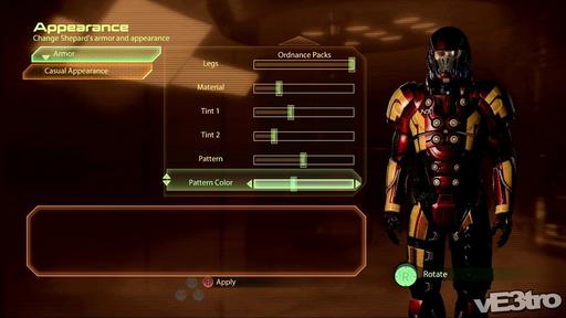 Mass Effect 2 - Скриншоты настройки брони в Mass Effect 2