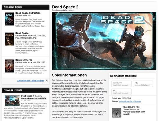 Dead Space 2 - PC версия на официальном списке товаров ЕА