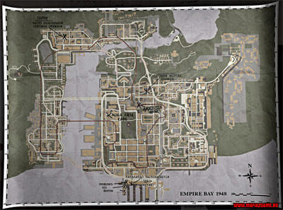 Карта города Empire Bay из Mafia 2