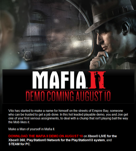 Mafia II - официальная страница демо