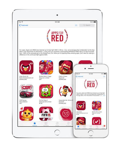 Мобильные приложения - Apple объявляет о запуске кампании ко Всемирному дню борьбы со СПИДом 2014 для (RED)