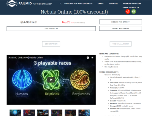 Цифровая дистрибуция - Халява от failmid раздает Nebula Online