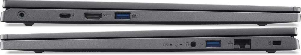 Изображение двух ноутбуков, показаны их боковые грани с разъёмами.