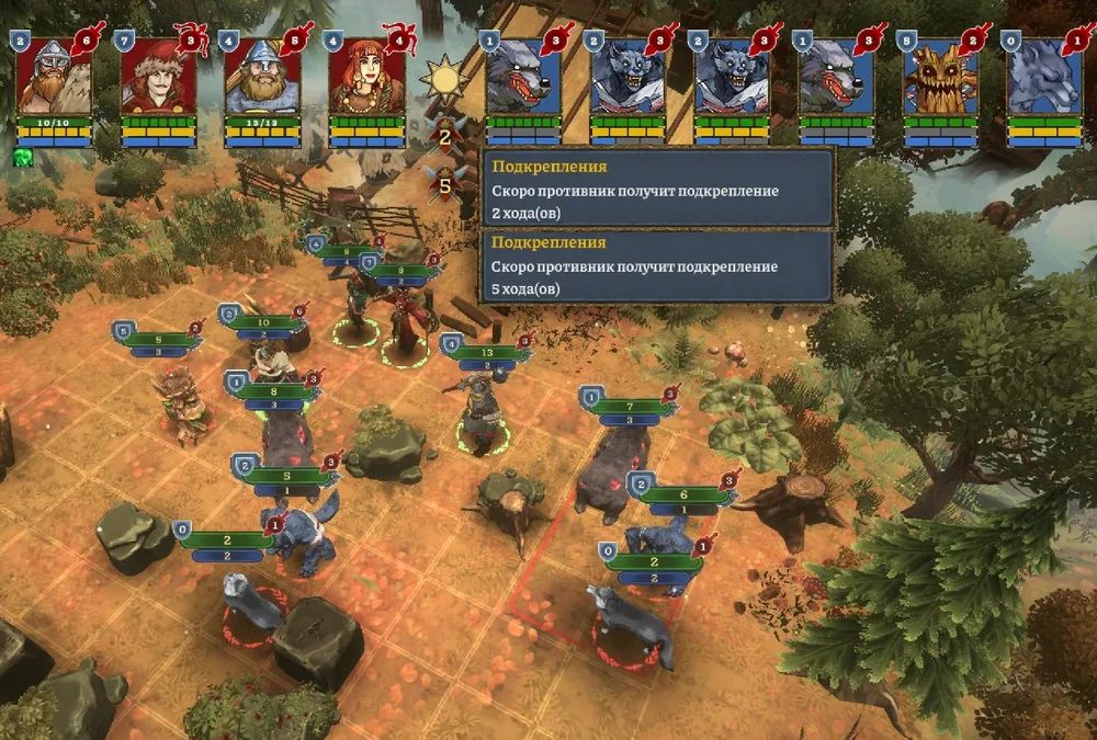 Изображение игрового процесса, вероятно, в стратегии или RPG, на экране видны персонажи и элементы управления.