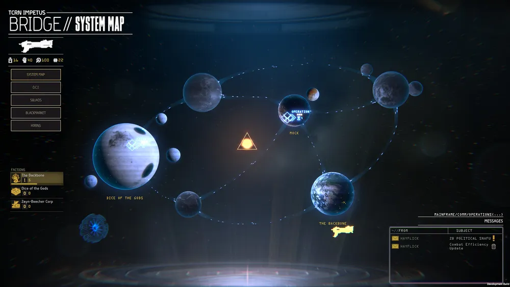 Изображение представляет собой интерфейс игры с картой системы с различными планетами и элементами управления.