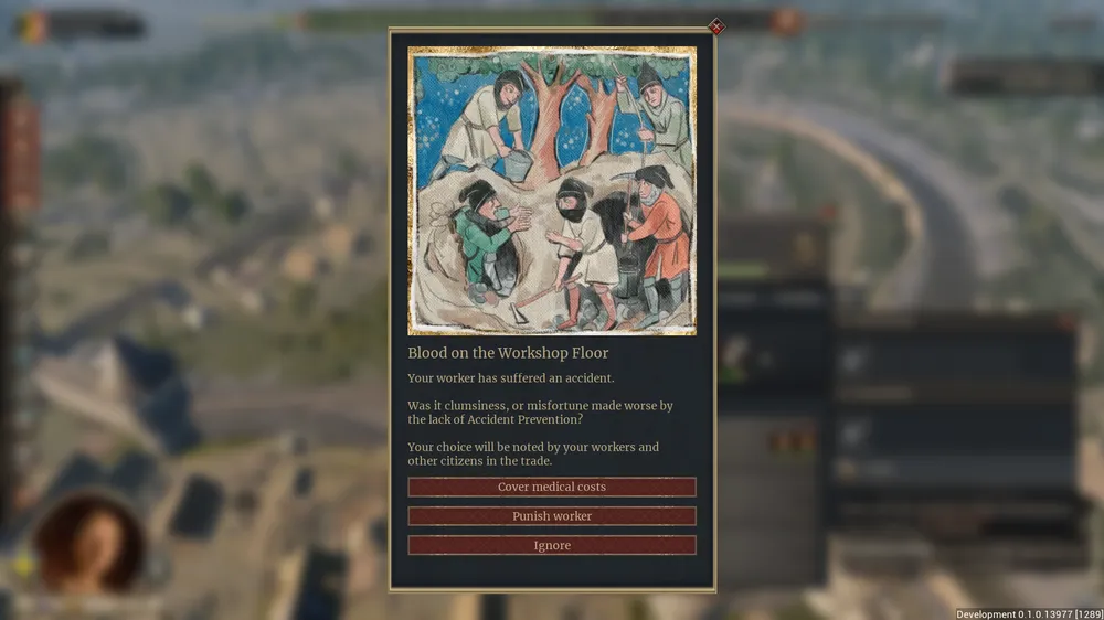 Изображение содержит художественную иллюстрацию, возможно, историческую или фэнтезийную, с людьми, занимающимися каким-то действием. На фоне видно пейзаж с дорогой.