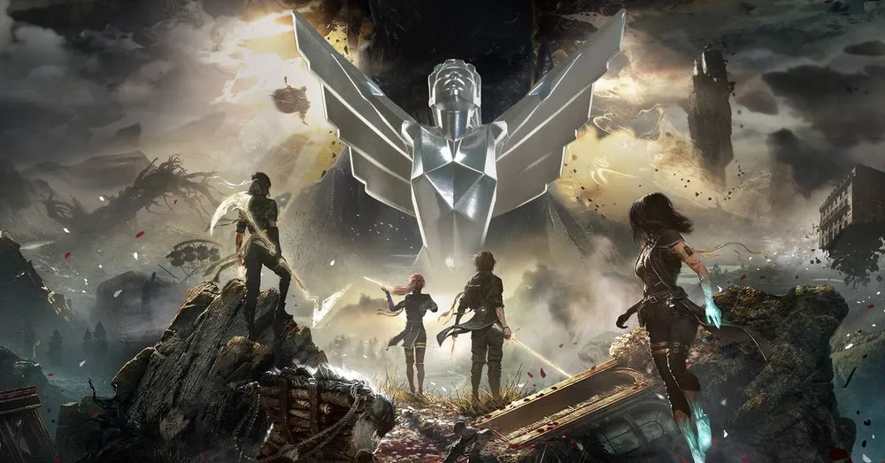 Изображение представляет собой художественную иллюстрацию с людьми в разрушенном окружении и статуей в центре.